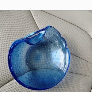 vintage charm to your home with this Blue glass leaf-shaped candyor nut, Dish